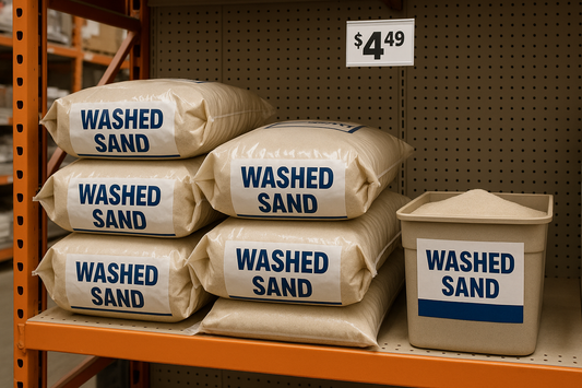 washed sand sold in a hardware